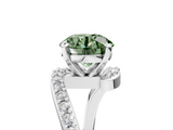 White gold Fancy Green Round  Solitaire Twist Band with Pave Set Diamonds and Four-Prong Setting_184