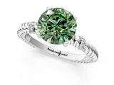 White gold Fancy Green Round  Solitaire Twisted Band Prong Set Engagement Ring_62