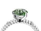 White gold Fancy Green Round  Solitaire Twisted Band Prong Set Engagement Ring_65