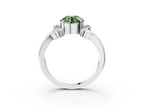 White gold Fancy Green Round  Solitaire Twisted Band Scroll Prong Ring_6