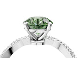 White gold Fancy Green Round  Solitaire Twisted Band with Bead Prong Setting_395