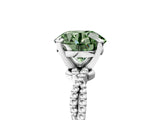 White gold Fancy Green Round  Solitaire Twisted Band with Bead Prong Setting_396