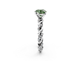 White gold Fancy Green Round  Solitaire Twisted Band with Pavé Accents and Four-Prong Setting_5