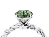 White gold Fancy Green Round  Solitaire Twisted Band with Pavé Accents and Four-Prong Setting_7