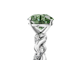 White gold Fancy Green Round  Solitaire Twisted Band with Pavé Accents and Four-Prong Setting_8
