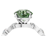 White gold Fancy Green Round  Solitaire Twisted Band with Prong Setting 5