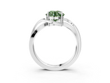 White gold Fancy Green Round  Solitaire Twisted Band with Prong Setting_6