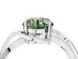 White gold Fancy Green Round  Solitaire Twisted Band with Prong Setting_7