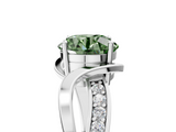 White gold Fancy Green Round  Solitaire Twisted Band with Prong Setting_8