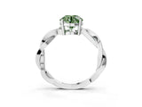 White gold Fancy Green Round  Solitaire Twisted Pave Diamond Ring with Four-Prong Setting_161