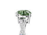 White gold Fancy Green Round  Solitaire Twisted Pave Diamond Ring with Four-Prong Setting_163