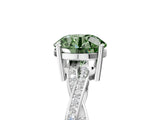 White gold Fancy Green Round  Solitaire Twisted Pave Diamond Ring with Four-Prong Setting_17