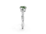 White gold Fancy Green Round  Solitaire Twisted Pave Diamond Ring with Four-Prong Setting_170