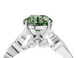 White gold Fancy Green Round  Solitaire Vine Band with Milgrain Prong Setting_7