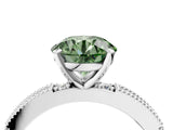 White gold Fancy Green Round  Solitaire with Pavé Band and Four-Prong Setting_310