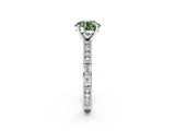 White gold Fancy Green Round  Solitaire with Pavé Band and Four-Prong Setting_317