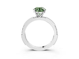 White gold Fancy Green Round  Solitaire with Pavé Band and Four-Prong Setting_318
