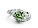 White gold Fancy Green Round  Solitaire with Pavé Twist Band and Four-Prong Setting_88