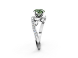 White gold Fancy Green Round  Solitaire with Pavé Twist Band and Four-Prong Setting_90