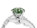 White gold Fancy Green Round  Solitaire with Pavé Twist Band and Four-Prong Setting_92