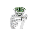 White gold Fancy Green Round  Solitaire with Pavé Twist Band and Four-Prong Setting_93