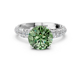 White gold Fancy Green Round  Solitaire with Pave Band and Four-Prong Setting_3