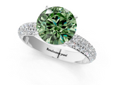 White gold Fancy Green Round  Solitaire with Pave Band and Four-Prong Setting_4