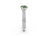 White gold Fancy Green Round  Solitaire with Pave Band and Four-Prong Setting_5