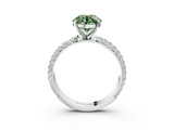 White gold Fancy Green Round  Solitaire with Pave Band and Four-Prong Setting_6