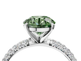 White gold Fancy Green Round  Solitaire with Pave Band and Four-Prong Setting_7