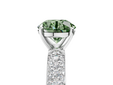 White gold Fancy Green Round  Solitaire with Pave Band and Four-Prong Setting_8