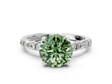 White gold Fancy Green Round  Solitaire with Side Baguettes and Channel Set Band_45