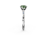 White gold Fancy Green Round  Solitaire with Side Baguettes and Channel Set Band_47