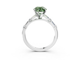 White gold Fancy Green Round  Solitaire with Side Baguettes and Channel Set Band_48