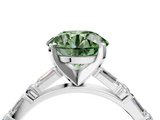 White gold Fancy Green Round  Solitaire with Side Baguettes and Channel Set Band_49