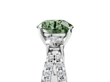 White gold Fancy Green Round  Three-Stone Diamond Ring with Pavé Split Shank and Four-Prong Setting_115