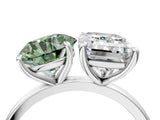 White gold Fancy Green Round  and Emerald Cut Toi Moi Ring with Prong Setting_83