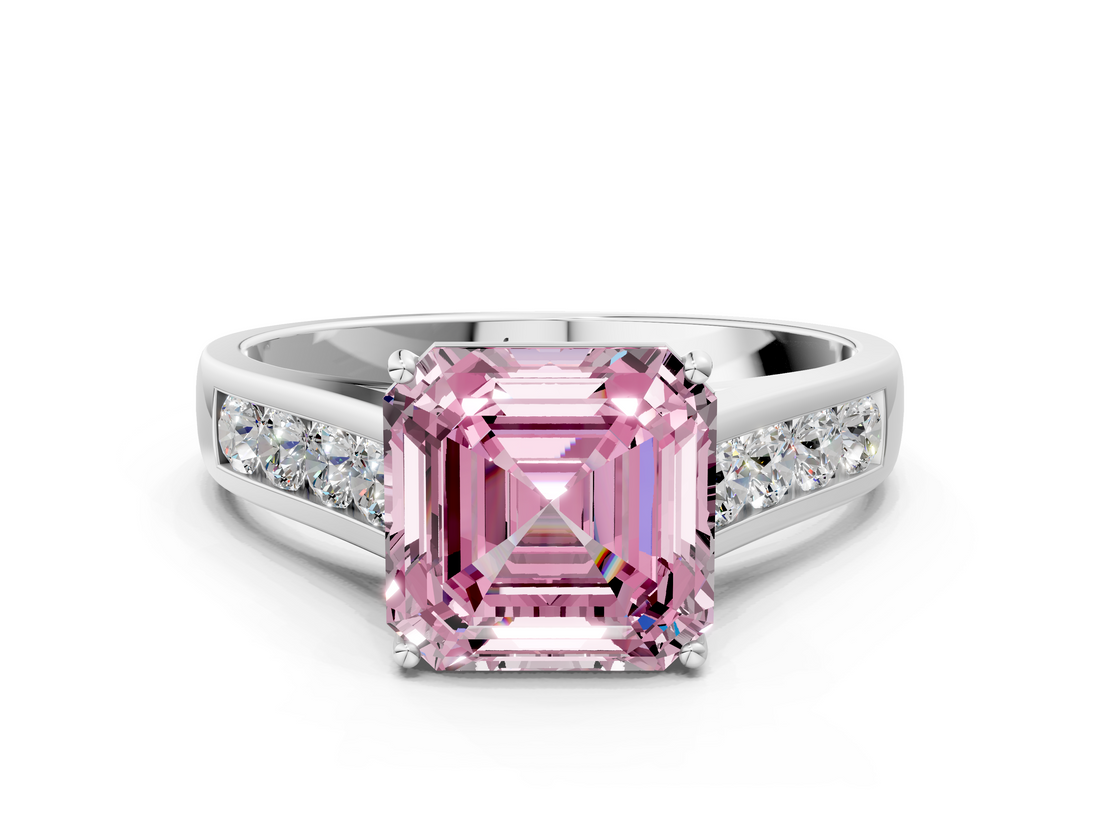 White gold Fancy Pink Asscher  Brilliant Channel-Set Solitaire Ring with Four-Prong Setting_59