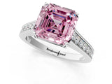 White gold Fancy Pink Asscher  Brilliant Cut Diamond Engagement Ring with Pavé Band and Four-Prong Setting_80