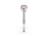 White gold Fancy Pink Asscher  Brilliant Cut Diamond Engagement Ring with Pavé Band and Four-Prong Setting_81