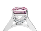 White gold Fancy Pink Asscher  Brilliant Cut Diamond Engagement Ring with Pavé Band and Four-Prong Setting_83