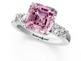 White gold Fancy Pink Asscher  Brilliant Cut Diamond Five-Stone Prong Set Engagement Ring with Channel Band_18