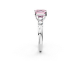 White gold Fancy Pink Asscher  Brilliant Cut Diamond Five-Stone Prong Set Engagement Ring with Channel Band_19