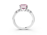 White gold Fancy Pink Asscher  Brilliant Cut Diamond Five-Stone Prong Set Engagement Ring with Channel Band_20