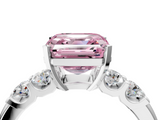 White gold Fancy Pink Asscher  Brilliant Cut Diamond Five-Stone Prong Set Engagement Ring with Channel Band_21