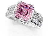 White gold Fancy Pink Asscher  Brilliant Diamond Channel Set Wide Band Ring with Bezel Setting_1