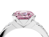 White gold Fancy Pink Asscher  Brilliant Diamond Channel Set Wide Band Ring with Bezel Setting_4