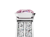 White gold Fancy Pink Asscher  Brilliant Diamond Channel Set Wide Band Ring with Bezel Setting_5