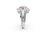 White gold Fancy Pink Asscher  Brilliant Flower Halo Diamond Split Shank Ring_27