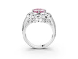 White gold Fancy Pink Asscher  Brilliant Flower Halo Diamond Split Shank Ring_28